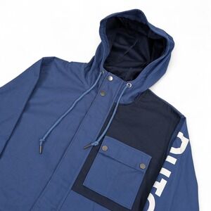 Dutch Bros Coffee Hooded Canvas Utility Barn Chore Field Jacket Mens Large Blue